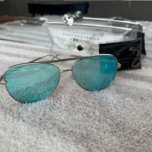 Quay Australia x Desi Perkins High Key Turquoise Aviator Sunglasses